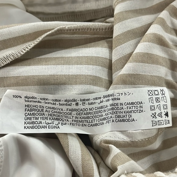 Zara White Tan Neutral Striped High Rise Ankle Pants With Tie Belt Sz XL - Picture 10 of 10